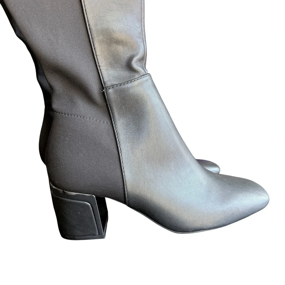 DKNY Chandrah Black Over The Knee Block Heel Boots Stretch Shaft Womens Size 5.5